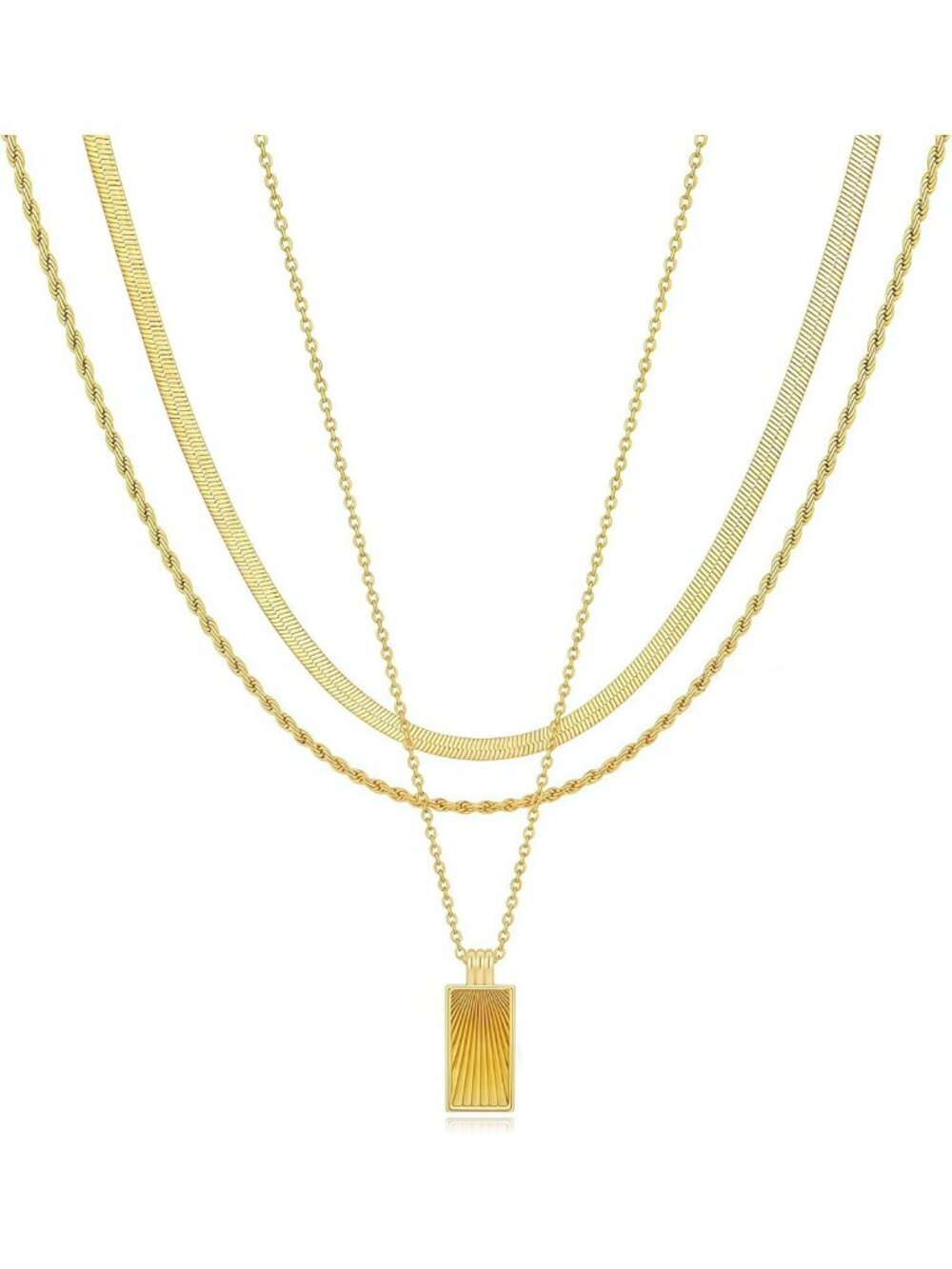 Trendy Layered Gold Necklaces Set, 14K Gold Plated Dainty Stackable Chokers